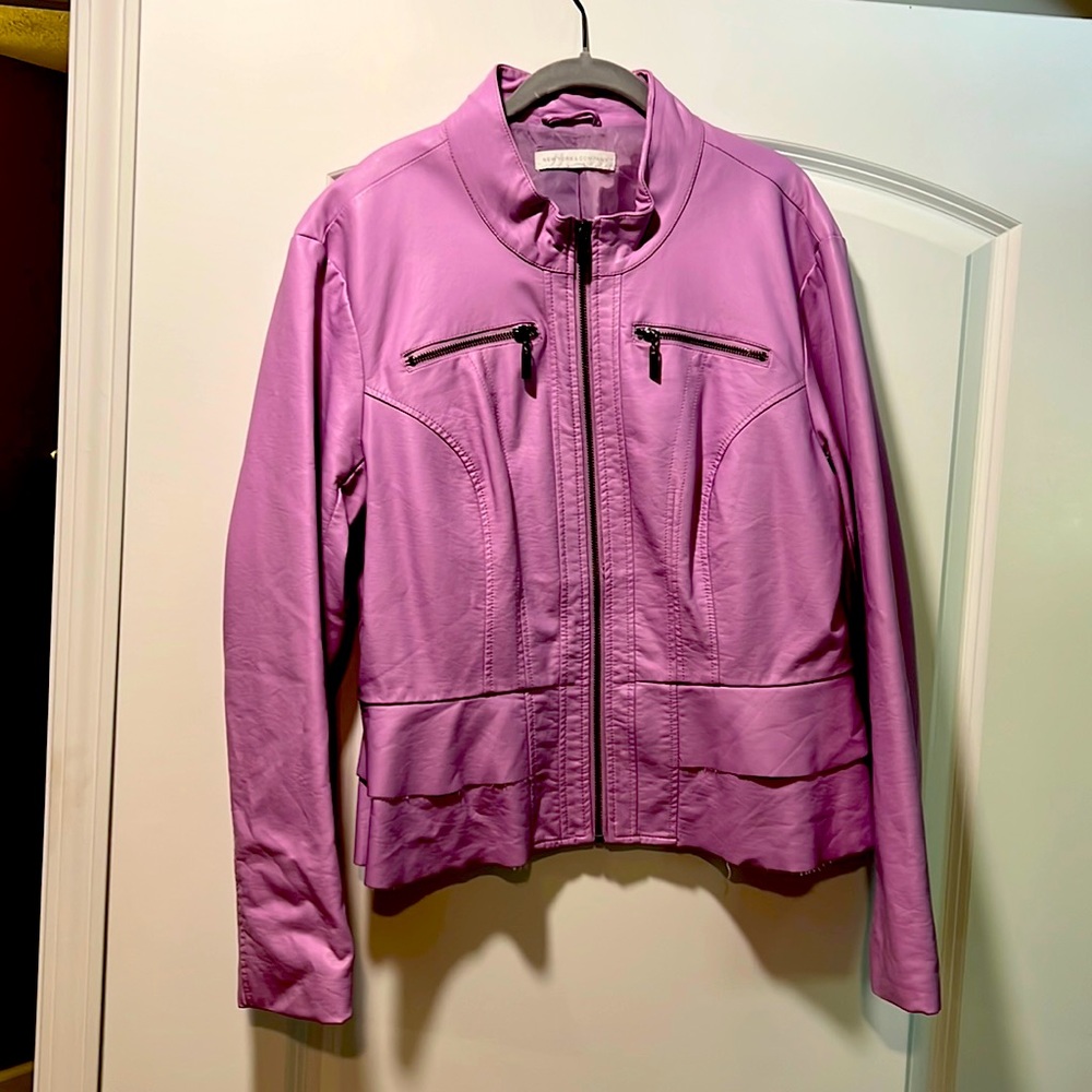 Lavender faux leather bomber zip-up jacket LIKE NEW